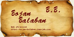 Bojan Balaban vizit kartica